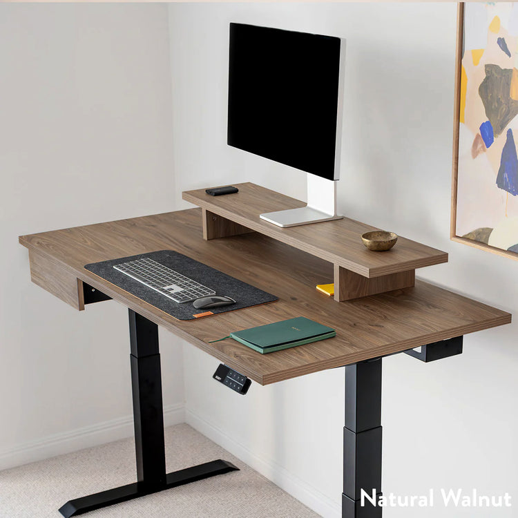 dual melamine natural walnut finish desktop