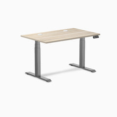 Desky Dual Laminate Sit Stand Desk, Classic Oak desktop, Space Grey frame