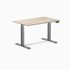 Desky Dual Laminate Sit Stand Desk, Classic Oak desktop, Space Grey frame