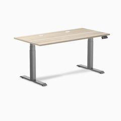 Desky Dual Laminate Sit Stand Desk, Classic Oak desktop, Space Grey frame