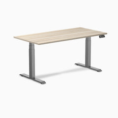 Desky Dual Laminate Sit Stand Desk, Classic Oak desktop, Space Grey frame