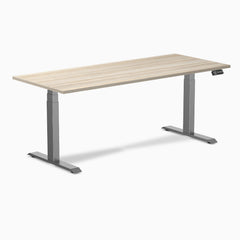 Desky Dual Laminate Sit Stand Desk, Classic Oak desktop, Space Grey frame
