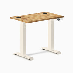 Desky Dual Mini Hardwood Sit Stand Desk, Acacia desktop, Wheat frame