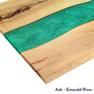 Desky White Ash Emerald River Resin Desktop