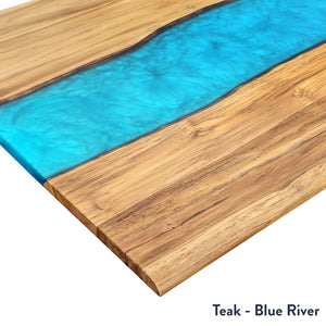 Desky Teak Blue River Resin Desktop