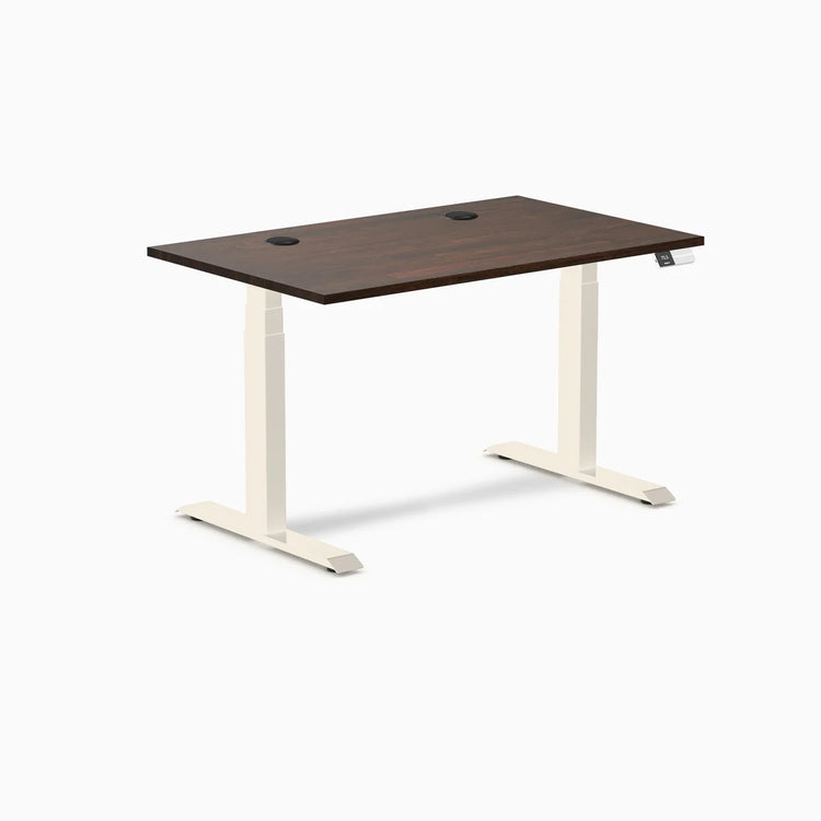 Bureau double assis-debout en bois d'hévéa Desky
