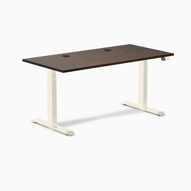 Bureau double assis-debout en bois d'hévéa Desky