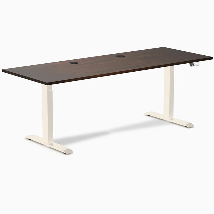 Bureau double assis-debout en bois d'hévéa Desky