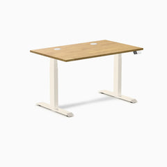 Desky Dual Rubberwood Sit Stand Desk, Light Oak desktop, Wheat frame