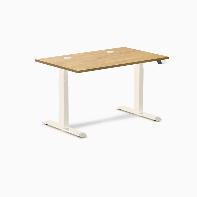 Bureau double assis-debout en bois d'hévéa Desky