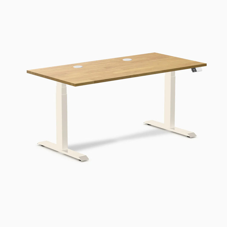 Bureau double assis-debout en bois d'hévéa Desky