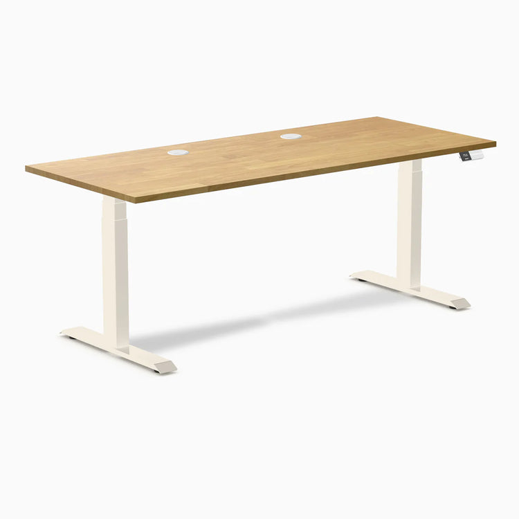 Bureau double assis-debout en bois d'hévéa Desky