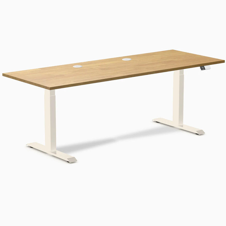 Bureau double assis-debout en bois d'hévéa Desky