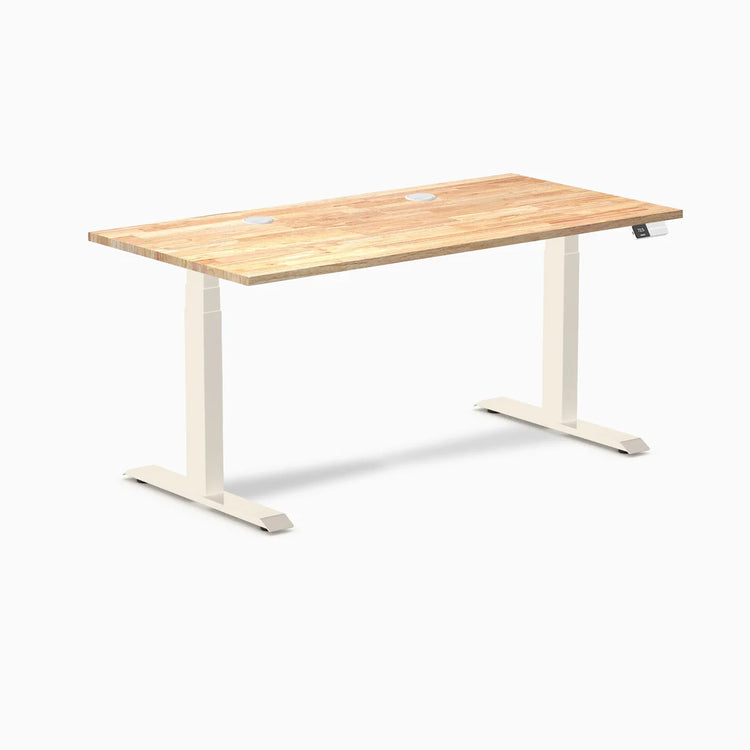 Bureau double assis-debout en bois d'hévéa Desky