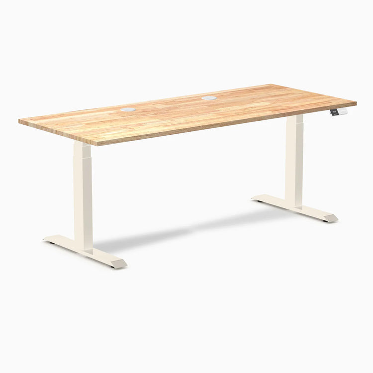 Bureau double assis-debout en bois d'hévéa Desky
