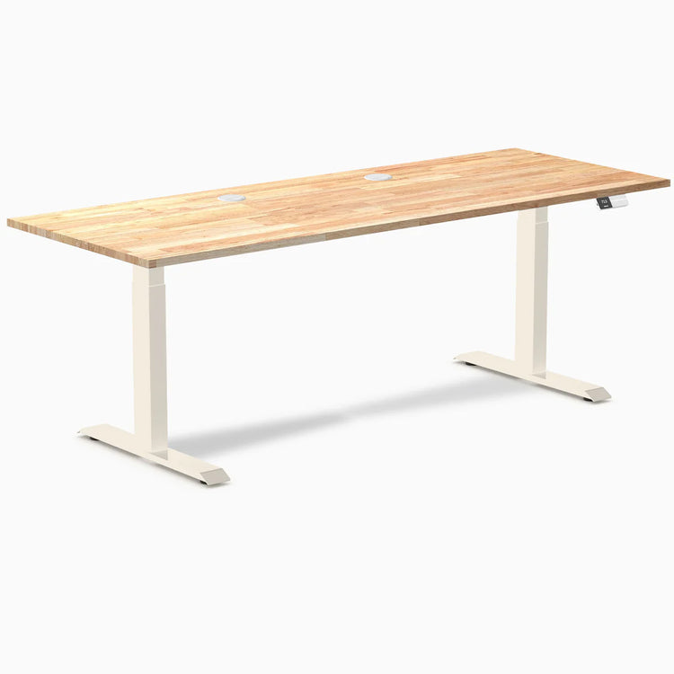 Bureau double assis-debout en bois d'hévéa Desky