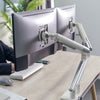 Dual slim monitor arm in white