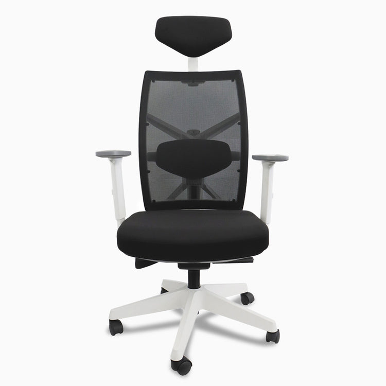 White mesh office chair with headrest