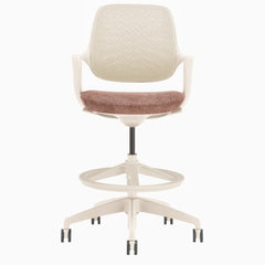 Desky Evoque Low Back Office Chair in White + Peach