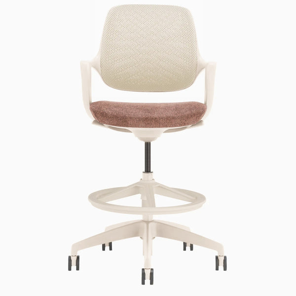 Desky Evoque Low Back Office Chair in White + Peach