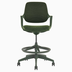 Wheeled dark green drafting chair 