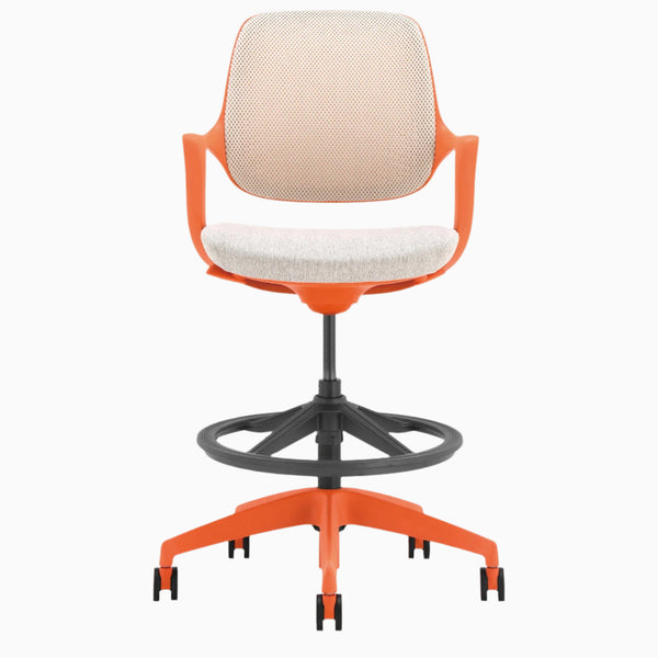 Low back ergonomic drafting chair in orange