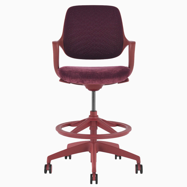 Desky Evoque Low Back Office Chair in Red Velvet