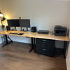 Desky Fixed Office Side Table-White-Matte Black - Desky Canada