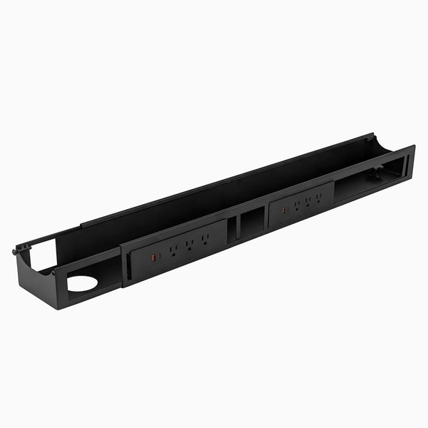 Desky Integrated Cable & Power Channel- 6 plugs in black