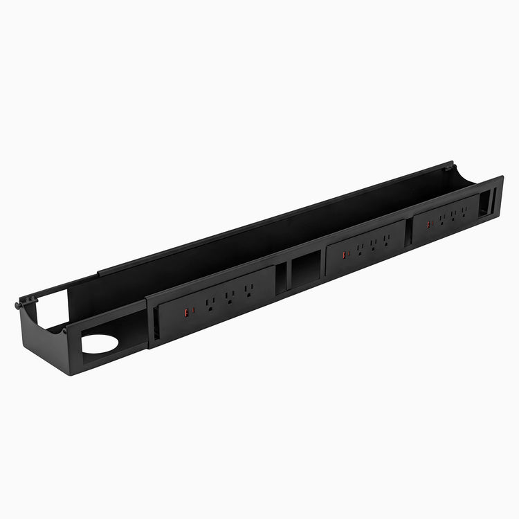 Desky Integrated Cable & Power Channel- 9 plugs in black