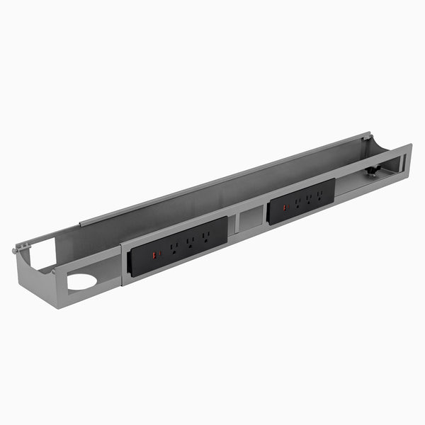 Desky Integrated Cable & Power Channel- 6 plugs in grey