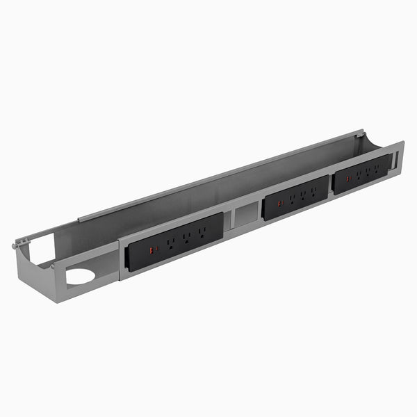 Desky Integrated Cable & Power Channel- 9 plugs in grey