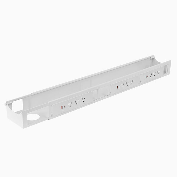 Desky Integrated Cable & Power Channel- 9 plugs in white