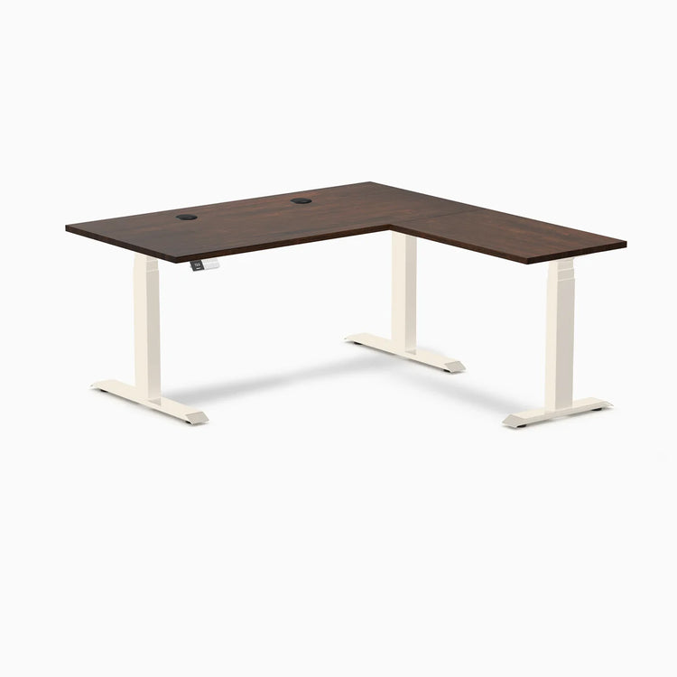 Desky Rubberwood L-Shape Sit Stand Desk