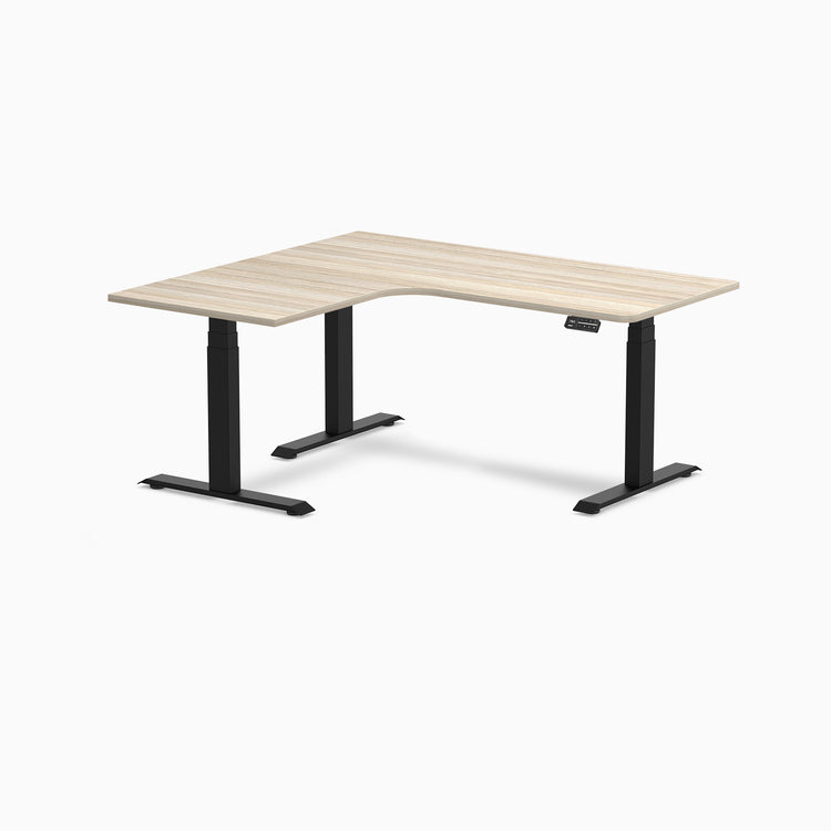 Bureau assis-debout d'angle sur mesure stratifié mélamine