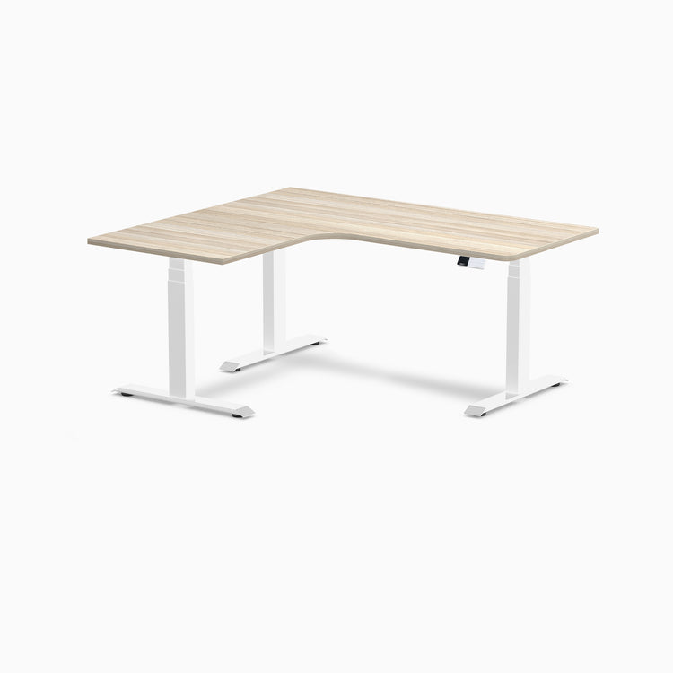 Bureau assis-debout d'angle sur mesure stratifié mélamine
