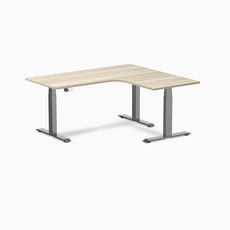 Bureau assis-debout d'angle sur mesure stratifié mélamine