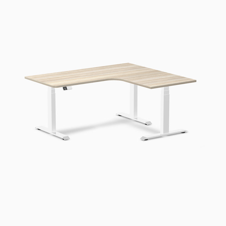 Bureau assis-debout d'angle sur mesure stratifié mélamine