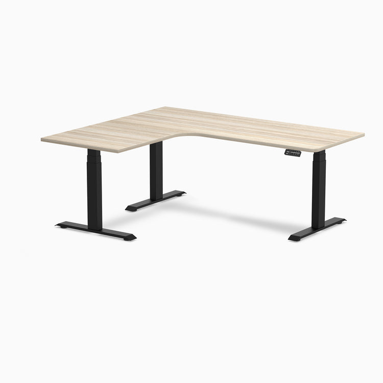 Bureau assis-debout d'angle sur mesure stratifié mélamine