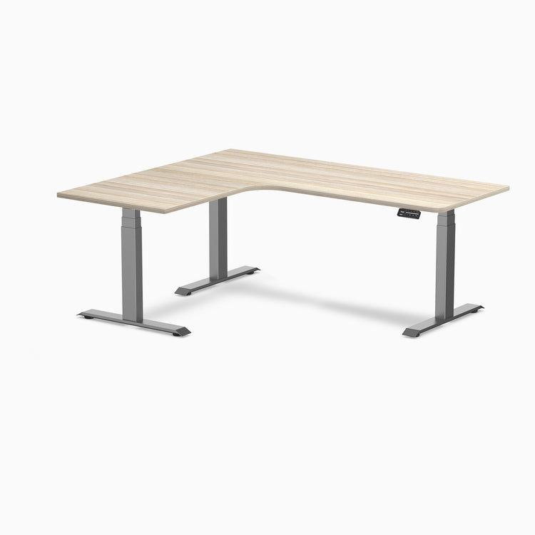 Bureau assis-debout d'angle sur mesure stratifié mélamine