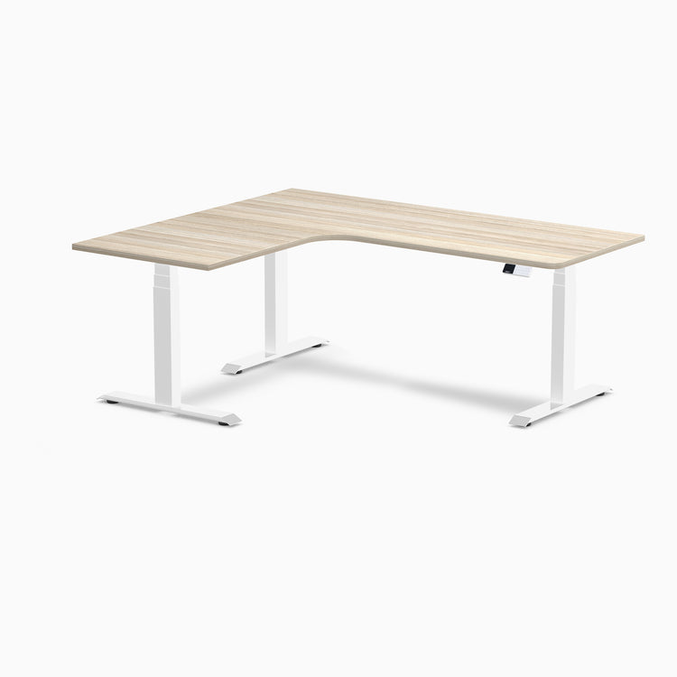 Bureau assis-debout d'angle sur mesure stratifié mélamine