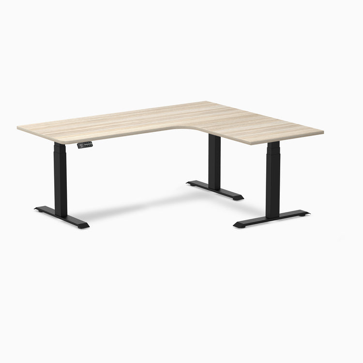 Bureau assis-debout d'angle sur mesure stratifié mélamine