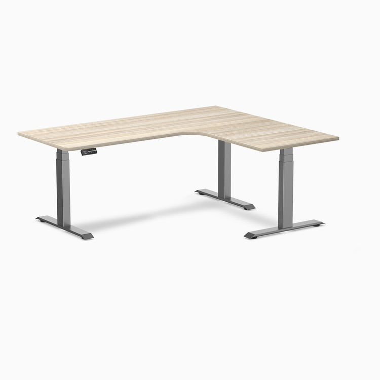 Bureau assis-debout d'angle sur mesure stratifié mélamine