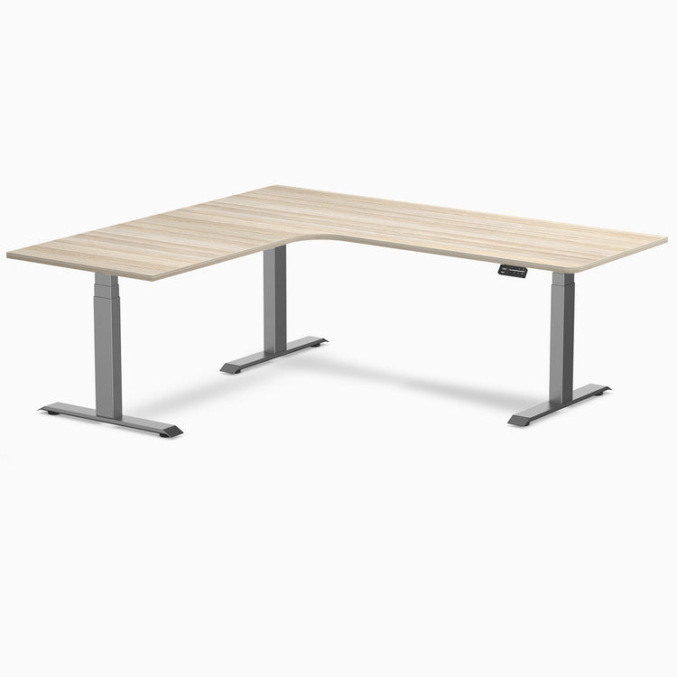 Bureau assis-debout d'angle sur mesure stratifié mélamine