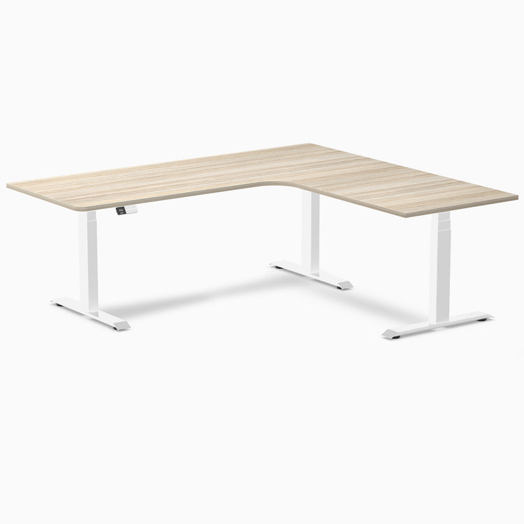 Bureau assis-debout d'angle sur mesure stratifié mélamine