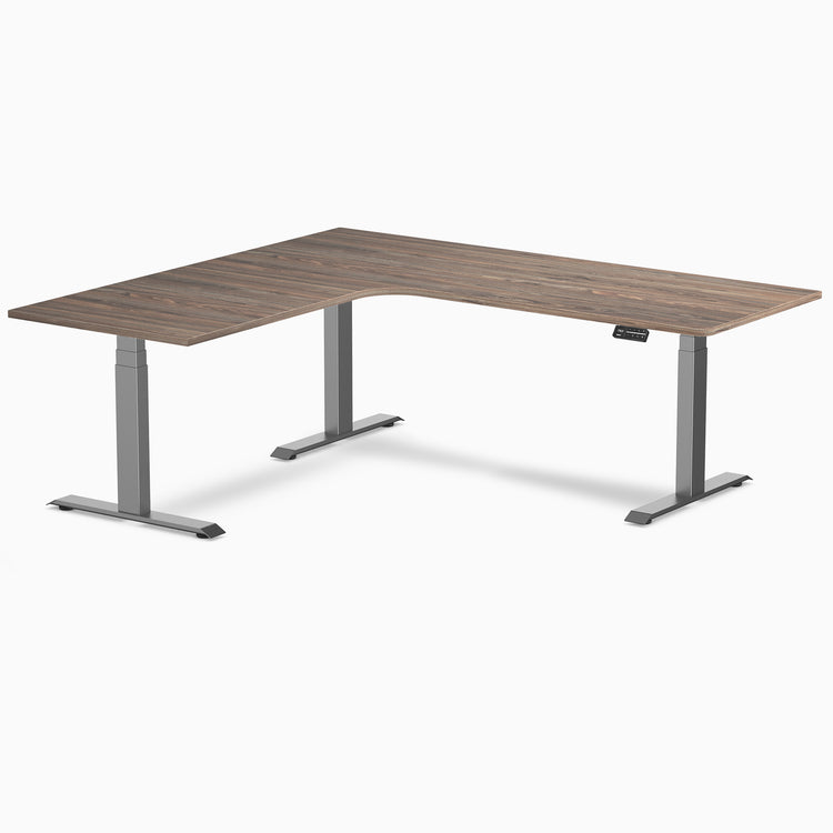 Desky L-Shape Curved Laminate Sit Stand Desk