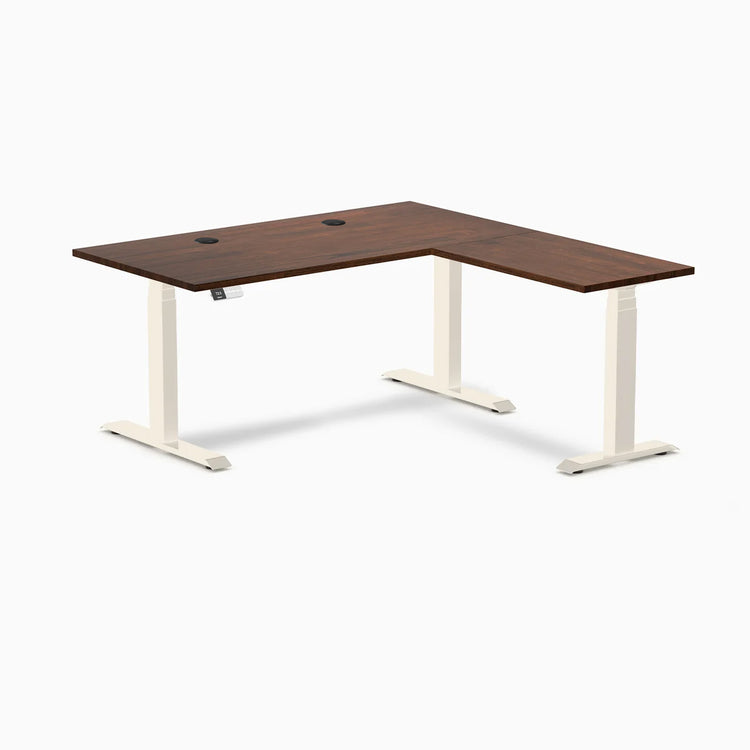 Desky Rubberwood L-Shape Sit Stand Desk
