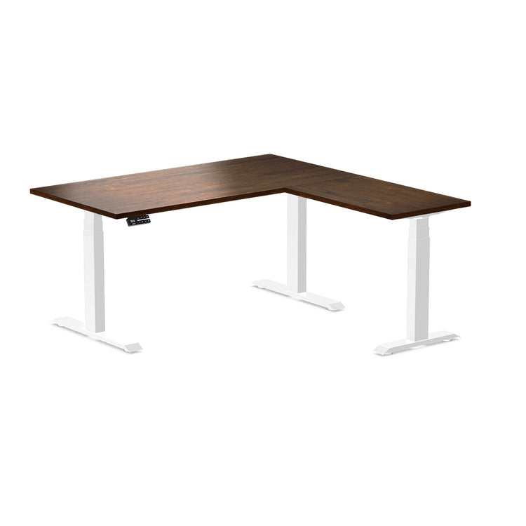 Desky Rubberwood L-Shape Sit Stand Desk