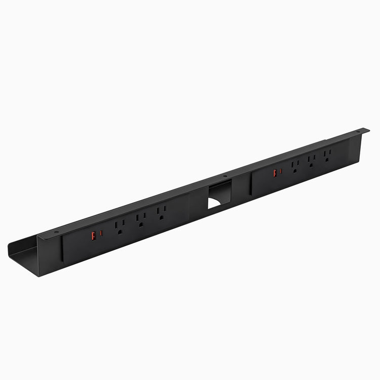 Desky Mini Cable & Power Tray-black- 6 power