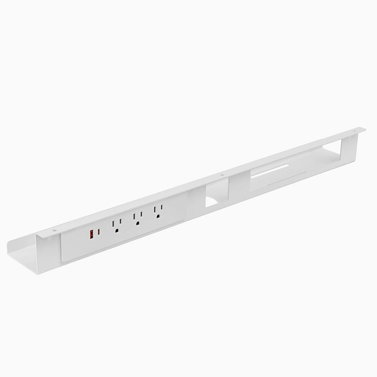 Desky Mini Cable & Power Tray-white- 3 power
